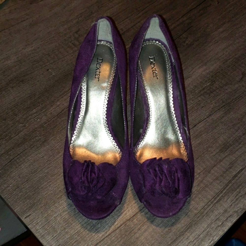 Dexter Purple Faux Suede Wedges 7.5